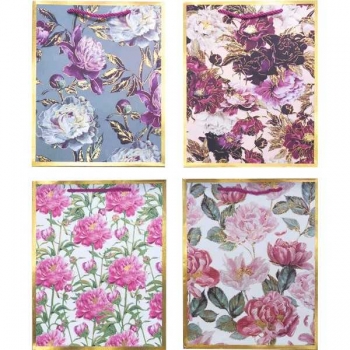 Пакет подарочный 18x23x8 см бумажный deVENTE Flower border 210 г/м2, ассорти 4 цв арт.9041421