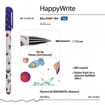 Ручка шариковая Bruno Visconti HappyWrite. Космос, 0,5мм, синяя арт.20-0215/61