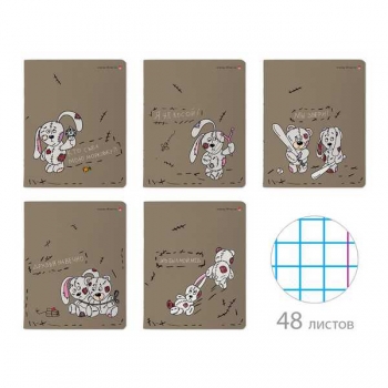 Тетрадь 48л в клетку Альт ШТОПАНЫЕ ЗВЕРИ, ассорти 5 видов арт.7-48-1276