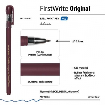 Ручка шариковая Bruno Visconti FirstWrite. Original, 0,5мм, синяя, корпус ассорти арт.20-0242