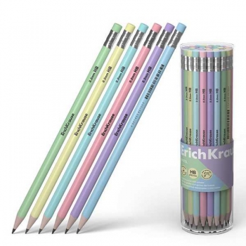 Карандаш ErichKrause HB ч/гр. с ластиком Pastel, трехгранный арт.60720 Карандаш ErichKrause HB ч/гр. с ластиком Pastel, трехгранный арт.60720