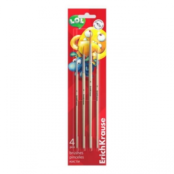 Набор кистей 04 шт ErichKrause синтетика №1,2,3,4 Jolly Friends в блистере с европодвесом арт.61854