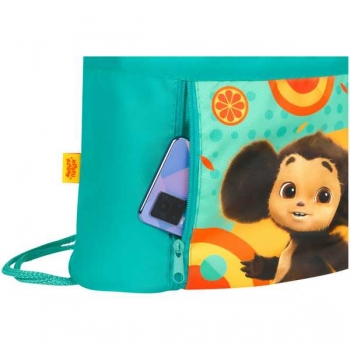 Мешок для обуви 1-отделение 340х420 мм Мульти-Пульти Чебурашка, карман на молнии арт.ЧБТ_53177