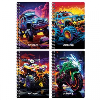 Записная книжка А6 80л на гребне BG Bright cars в клетку арт.ЗК6гр80 12793