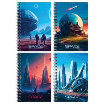 Записная книжка А6 80л на гребне BG Future style в клетку арт.ЗК6гр80 12796