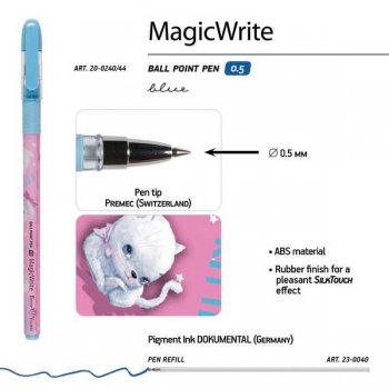 Ручка шариковая Bruno Visconti MagicWrite. Кошка с бантиком, 0,5мм, синяя арт.20-0240/44