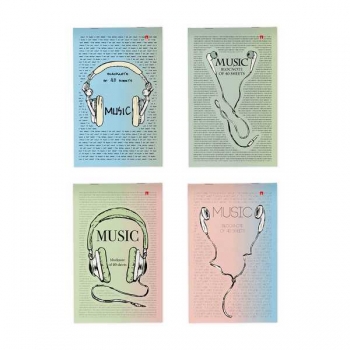 Блокнот А5 40л на скрепке SOUNDMANIA в клетку, ассорти 4 вида арт.3-40-714