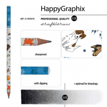 Карандаш Bruno Visconti HB ч/гр. HappyGraphix. Собаки, трехгранный арт.21-0030/74