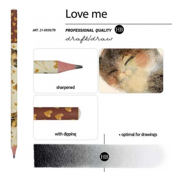 Карандаш Bruno Visconti HB ч/гр. LOVE ME. Котики. Счастье, трехгранный арт.21-0030/79