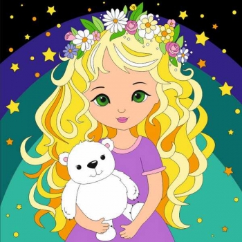 Набор для рисования по номерам, картина 20х20 см детская на деревянном подрамнике Фея снов арт.Рхд-027