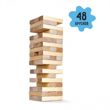 Игра настольная   ТРИ СОВЫ Башня классическая, 48 неокраш. деревян. блоков, с уголком,в карт.коробке,3+  арт.НИ_53573