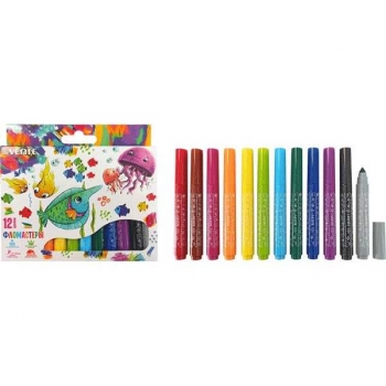 Фломастеры deVENTE 12 цв. в картонной упаковке Jumbo, утолщенный кругл. корп арт. 5081230