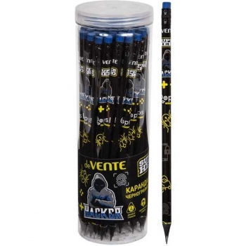 Карандаш deVENTE HB ч/гр. с ластиком, SuperHero. Hacker, трехгранный, заточенный арт.5032330