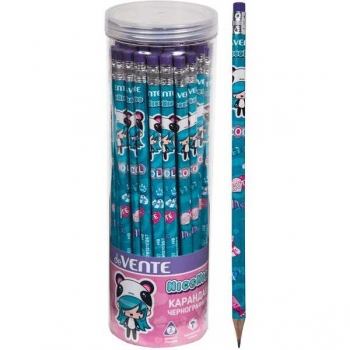 Карандаш deVENTE HB ч/гр. с ластиком, NicoNico:-), трехгранный, заточенный, голубой арт.5032307