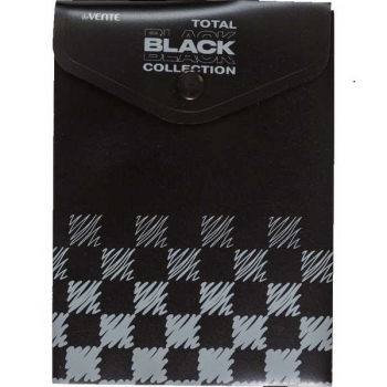 Папка-конверт А6- (115х157мм) на кнопке deVENTE TOTAL BLACK, 180 мкм, непрозр. черная с рис.  арт. 3071333