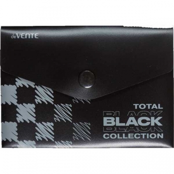 Папка-конверт А7 (105х74мм) на кнопке deVENTE TOTAL BLACK, 180 мкм, непрозр. черная с диз., арт. 3071337