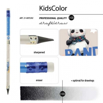 Карандаш Bruno Visconti HB ч/гр. с ластиком Kids Color. Панда с зонтом,трехгранный,пластик. корпус арт.21-0072/02