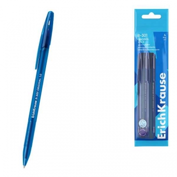 Ручки шариковые набор ErichKrause R-301 Stick Original 1.0мм, 4 шт., синие арт.61000 Ручки шариковые набор ErichKrause R-301 Stick Original 1.0мм, 4 шт., синие арт.61000