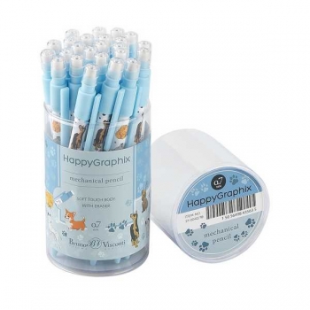 Карандаш автоматический 0.7мм Bruno Visconti HappyGraphix. Собаки с ластиком арт.21-0042/18