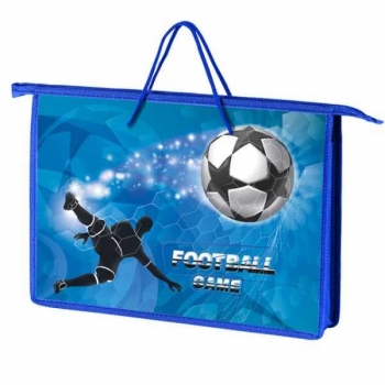 Папка А4 с ручками, пластик арт. ПТ-15 Футбол на синем Папка А4 с ручками, пластик арт. ПТ-15 Футбол на синем