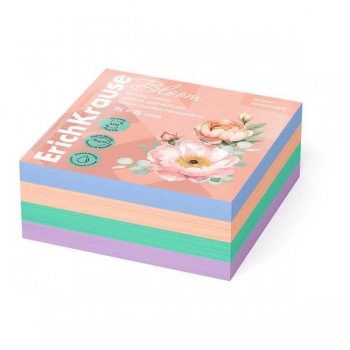 Клейкая бумага д/заметок ErichKrause (75*75) 400л, Pastel Bloom, 4 цвета арт.61675