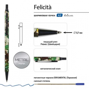 Ручка Bruno Visconti  Felicita.СКАЗОЧНЫЙ ЛЕС шарик.автомат.в картон.футляре,0,7мм,синяя,метал.корпус арт.20-0263/20