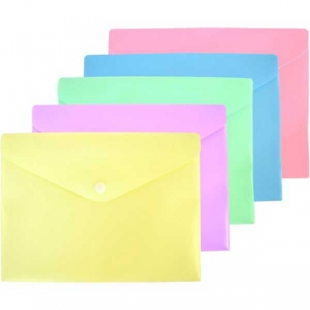 Папка-конверт А5 (240х180мм) на кнопке deVENTE Pastel, 180 мкм, непрозрачная, 5 пастельных цв. ас-ти арт.3071342