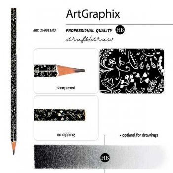 Карандаш Bruno Visconti HB ч/гр. ArtGraphix. Ягодки-малинки, трехгранный, пластик. корпус арт.21-0038/03