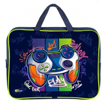 Папка А4 с ручками, на молнии, ткань, с широкой боковиной 350х265х80мм  арт.ПМД 4-20 Геймпад