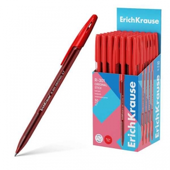 Ручка шариковая ErichKrause R-301 Original Stick, 1.0, красная арт.60970 Ручка шариковая ErichKrause R-301 Original Stick, 1.0, красная арт.60970
