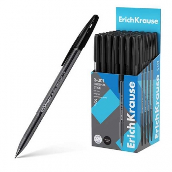 Ручка шариковая ErichKrause R-301 Original Stick, 1.0, черная арт.60969 Ручка шариковая ErichKrause R-301 Original Stick, 1.0, черная арт.60969