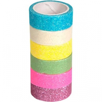 Лента клейкая декоративная deVENTE Glitter Pastel 15 ммх2 м, с блестками  ассорти арт. 9040216 Лента клейкая декоративная deVENTE Glitter Pastel 15 ммх2 м, с блестками  ассорти арт. 9040216