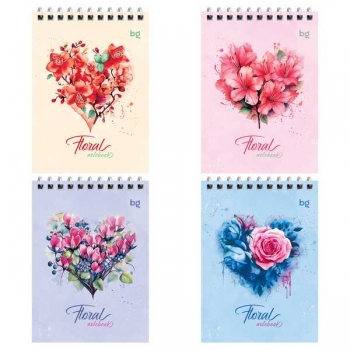 Блокнот А6 40л на гребне BG Floral notebook в клетку арт.Б6гр40 58703