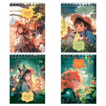 Блокнот А6 40л на гребне BG Аниме в клетку арт.Б6гр40 58705