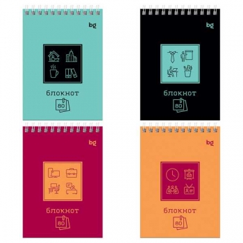 Блокнот А6 80л на гребне BG Моноколор с удобством в клетку арт.Б6гр80 59763