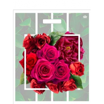 Мешок 45х38см ПВД 60мкм ламинированный с вырубной ручкой, Розарий арт.н00268703