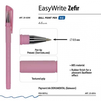 Ручка шариковая Bruno Visconti EasyWrite. ZEFIR, 0.5мм, синяя, корпус ассорти арт.20-0206 Ручка шариковая Bruno Visconti EasyWrite. ZEFIR, 0.5мм, синяя, корпус ассорти арт.20-0206
