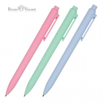 Ручка шариковая автоматическая Bruno Visconti SoftClick. ZEFIR, 0,7мм, синяя, корпус ассорти  арт.20-0105