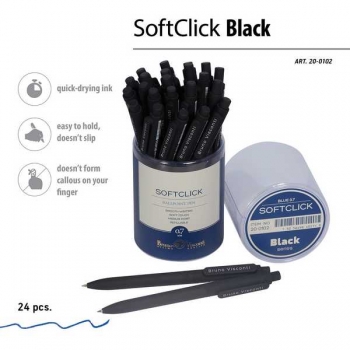 Ручка шариковая автоматическая Bruno Visconti SoftClick. BLACK, 0,7мм, синяя, корпус черный  арт.20-0102