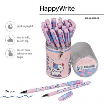 Ручка шариковая Bruno Visconti HappyWrite. KAWAII ANIMALS.Котенок, 0,5мм, синяя арт.20-0215/58