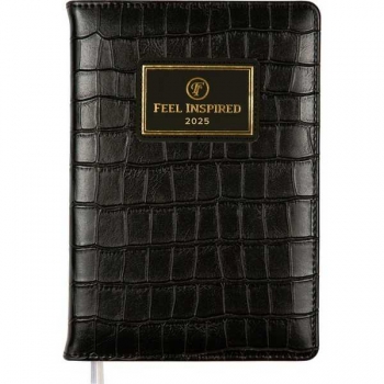 Ежедневник 2025 А5 deVENTE Grande 145*205 мм, 336 стр, крем. бум., перф-я, тв. обл., ЧЕРНЫЙ арт.2232527