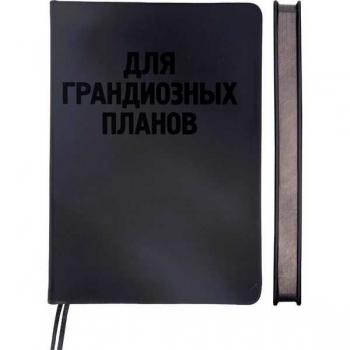 Ежедневник А5 145*205 мм, недатир. deVENTE Black shine. Для гандиозных планов 272 стр, бел. бум., ЧЕРНЫЙ арт.2334530