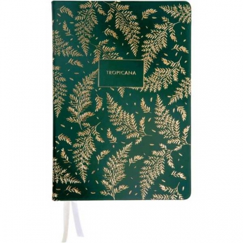 Ежедневник А5 145*205 мм, недатир. deVENTE Tropicana 272 стр, бел. бум., перф-я, тв. обл., ТЕМНО-ЗЕЛЕНЫЙ арт.2234583