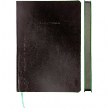 Записная книжка А5 160л. deVENTE THE BEST IN BLACK 145х205мм, бел.бум, мяг обл, ЧЕРНАЯ с салатовым арт.2251526