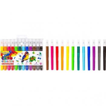 Фломастеры deVENTE 12 цв. в пластиковой упаковке Trio Brush, утолщенный трехгран. корп. арт.5081018