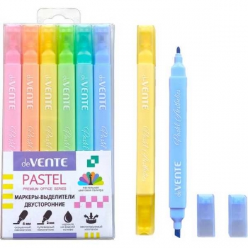 Маркеры-выделители набор 6цв. deVENTE Pastel (2-4мм), ДВУХСТОРОННИЕ, прямоуг. корп. арт.5045405 Маркеры-выделители набор 6цв. deVENTE Pastel (2-4мм), ДВУХСТОРОННИЕ, прямоуг. корп. арт.5045405