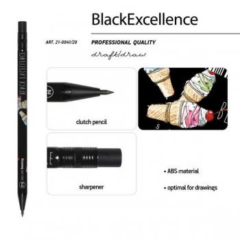 Карандаш автоматический (цанговый) 2.0мм Bruno Visconti Black Excellence. Рожок с точилкой арт.21-0041/20