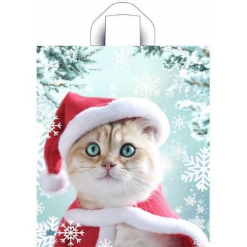 Мешок  новогодний 43,5х38см ПВД 35мкм с петлевой ручкой, Пушистое ожидание арт.н00267337 Мешок  новогодний 43,5х38см ПВД 35мкм с петлевой ручкой, Пушистое ожидание арт.н00267337