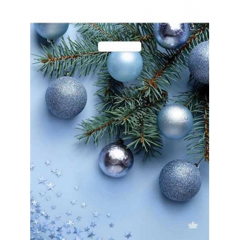 Мешок  новогодний 45х38см ПВД 60мкм глянцевый с вырубной ручкой, Звездное конфетти арт.н00267925