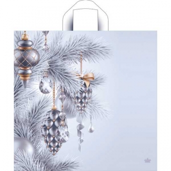 Мешок  новогодний 42х44см ПВД 70мкм с петлевой ручкой, Серебряное сияние арт.н00267339 Мешок  новогодний 42х44см ПВД 70мкм с петлевой ручкой, Серебряное сияние арт.н00267339